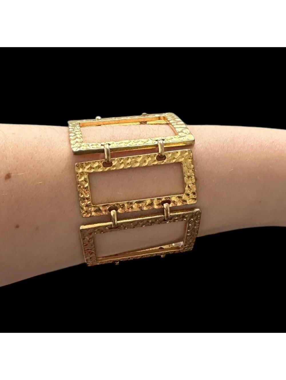 Bold Gold‎ Tone Geometric Statement Bracelet